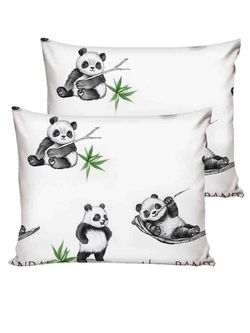 Постельное белье перкаль Сказка "Панды" 2-спальное Наволочка 50х70 см 2 шт Простынь на резинке 160x200 см Пододеяльник 175x215 см