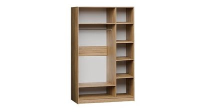 Шкаф Агератум МДФ двухсекционный с антресолью и стеллажом Лайн керамика (0,27) А10032 матовая - Дуб Сонома 3025  170*50*240