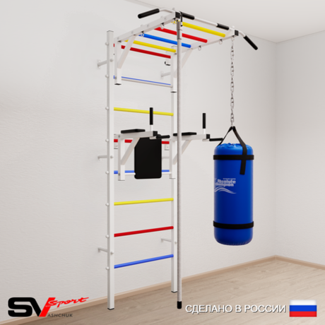 Шведская стенка Sv Sport усиленная 6401 (Турник рукоход/Брусья/Канат/Цепь/Мешок 15кг)