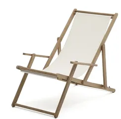 Складной шезлонг Vilara для улицы из акации и текстиля белого цвета