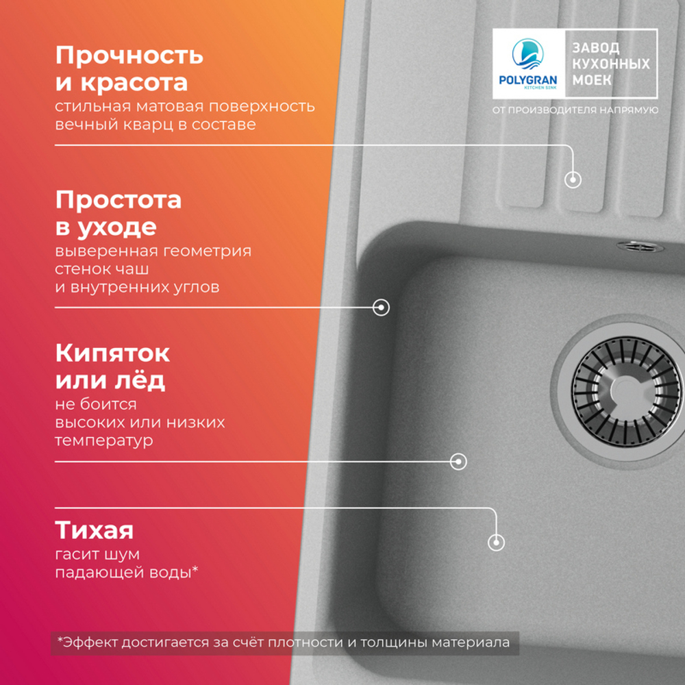 Мойка QUARTZBOND BOND-600 платина (серый)