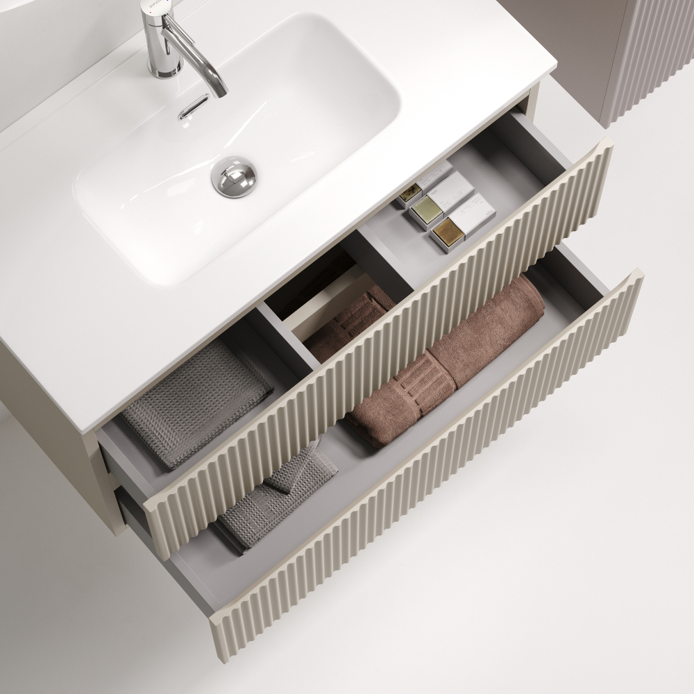 Тумба подвесная SANCOS Snob R 790х390х500, c двумя ящиками оснащенными доводчиками, Beige Soft , арт.SNR80/39CE