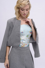 Платок «Зачатьевская роспись. Райский сад» голубой 100% шёлк