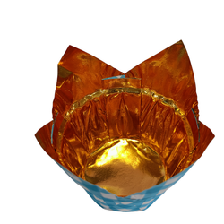 Капсулы тюльпан 50*75мм Клетка Голубой/Золото металлик 10шт (Китай)