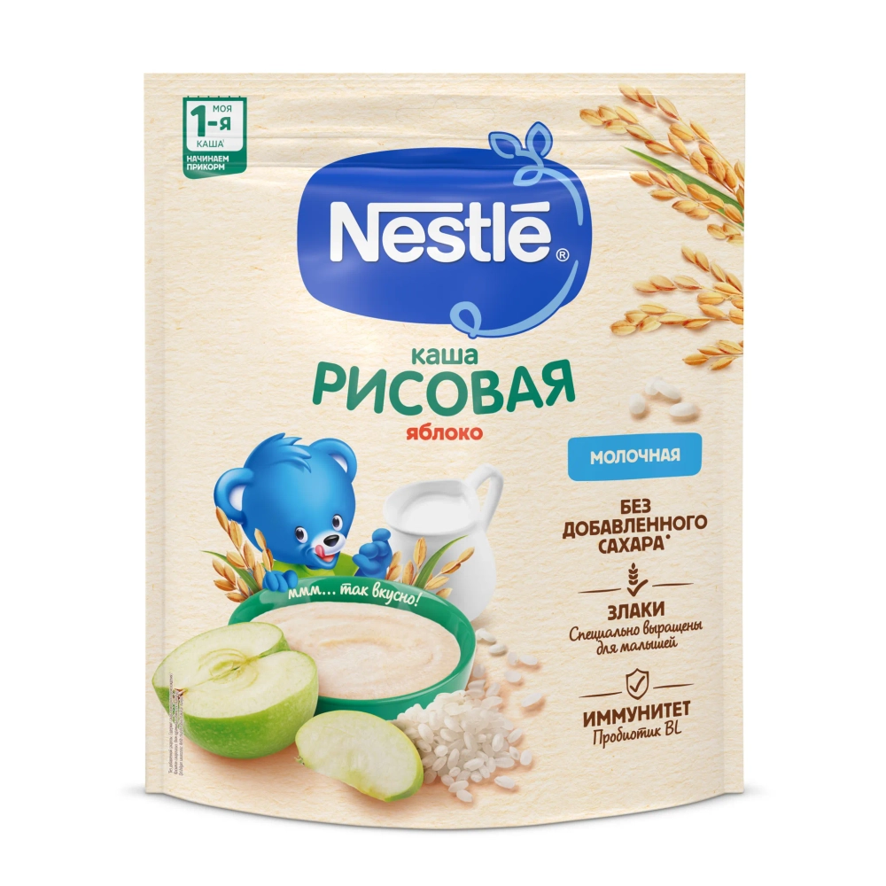 Каша Nestle молочная Рисовая с яблоком 200г с 4 месяцев