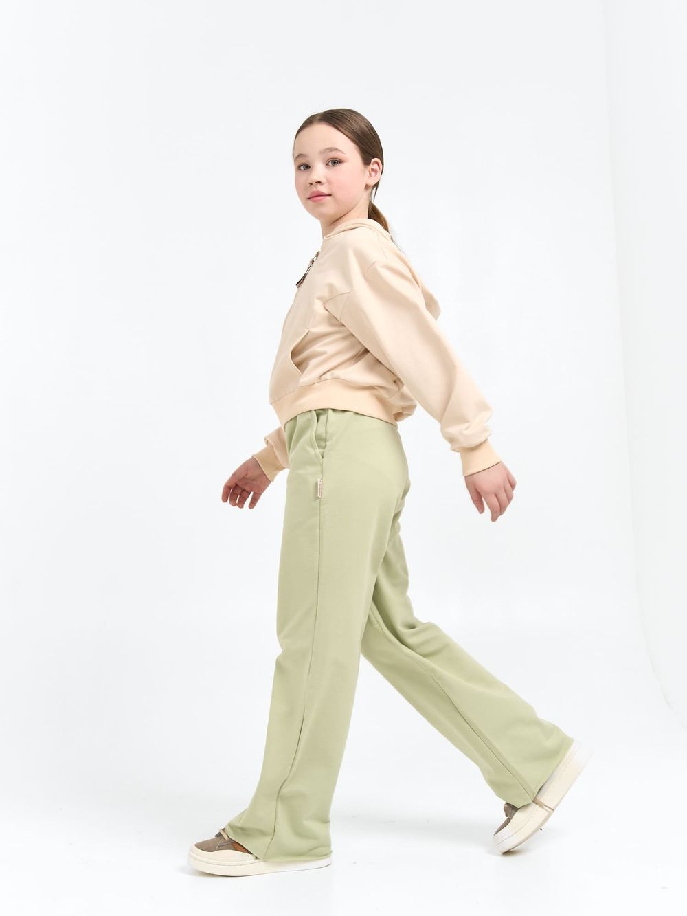 Брюки палаццо облегченные "Шалфей" 7+