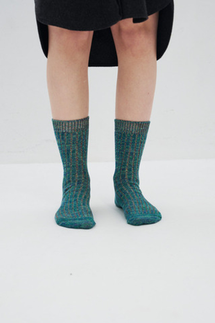 Носки из хлопка зелёные "меланж"