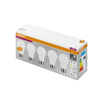 Лампочки светодиодные Osram Led Value Classic A75 10Вт 3000К Е27 / E27 груша матовая теплый белый свет набор 5 штук