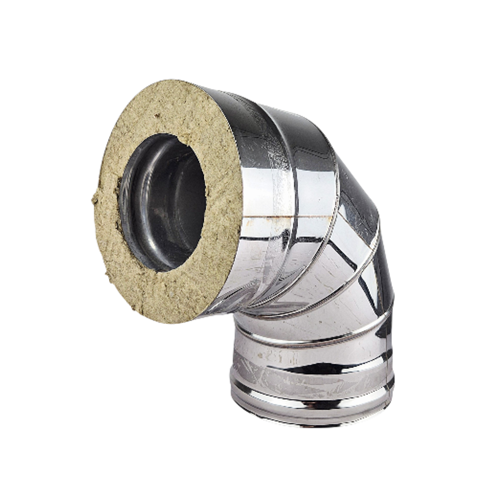 Сэндвич-колено 90° (430/0,5мм) Ф110*200 нерж (Ferrum)