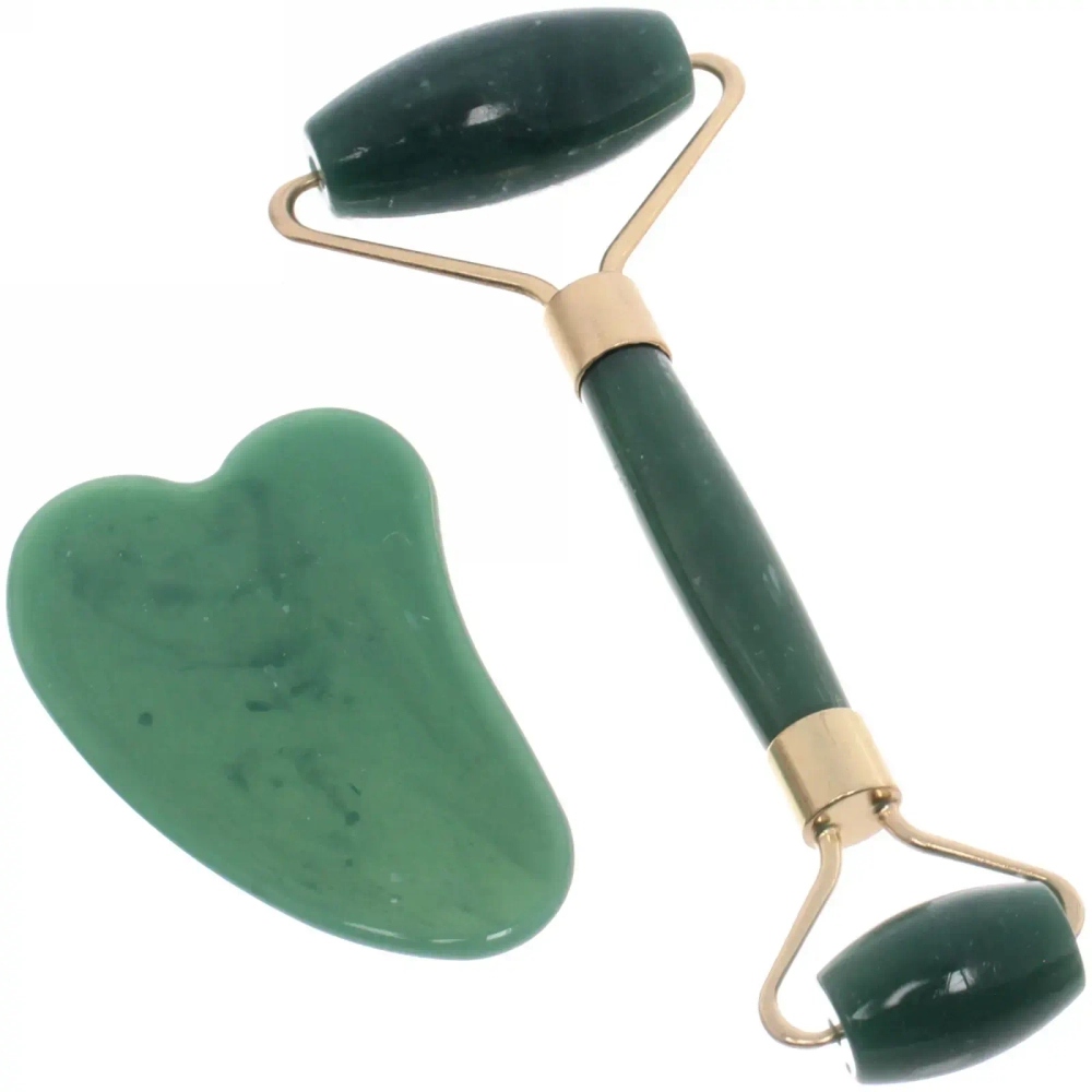 Массажер для лица и шеи декольте и скребок «Gua sha», цвет изумрудный опал