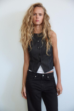 ZARA ДЖИНСЫ TRF SLOUCHY СО СРЕДНЕЙ ПОСАДКОЙ, ЧЕРНЫЙ