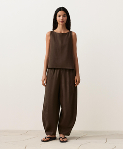 Oysho Топ из 100% льна, темно-коричневый