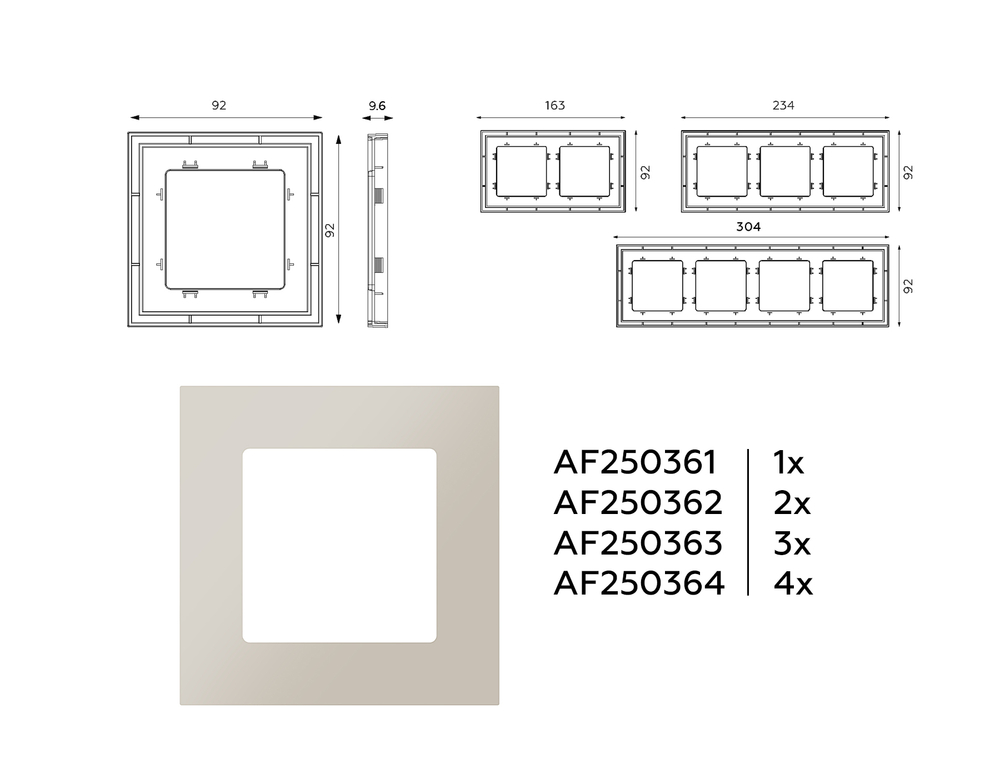 AF250364 Рамка ALFA Qubi (Серо-бежевый матовый) 4-ая