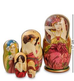 Народные промыслы МР-16/ 5-C Матрешка 5м «Альфонс Муха - Драгоценные камни. Аметист»
