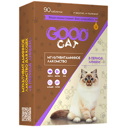GOOD CAT Мультивитаминное лакомство для кошек "В период линьки" 90таб