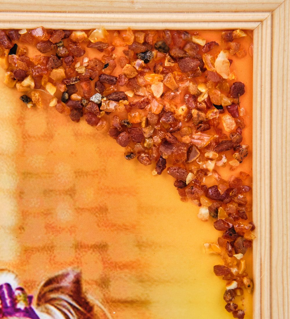 AMB-51/70 Картина «Йоркширские терьеры» (с янтарной крошкой) дер.рамка 21х30