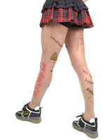 Молодежные колготки с цветным принтом в виде надписей (Размер: S-M-L) (Цвет: бежевый)