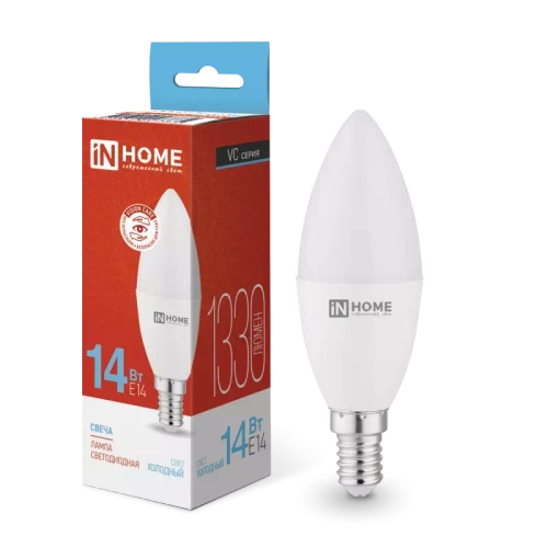 Лампа светодиодная LED-СВЕЧА-VC 14Вт E14 6500K 1330Лм IN HOME