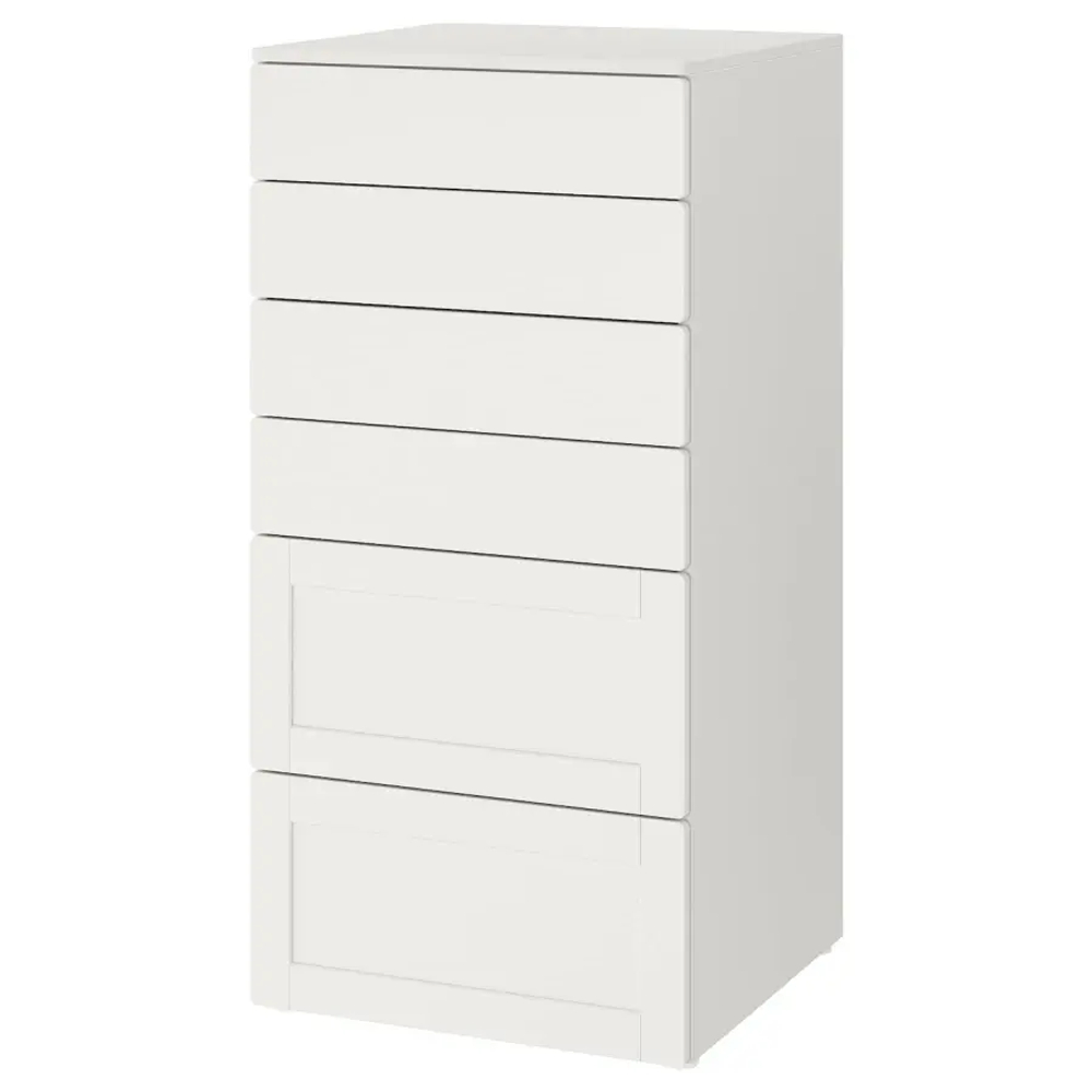 Комод детский - IKEA PLATSA/SMÅSTAD/SMASTAD, 60x55x123 см, белый, ИКЕА