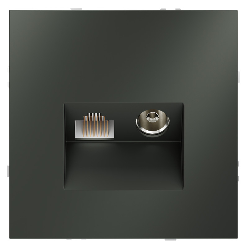 Розетка телевизионная встраиваемая VOLTUM S70 TV+RJ45 кат. 6, (титан)