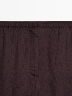 Massimo Dutti Струящиеся брюки из жатой ткани, бургундский
