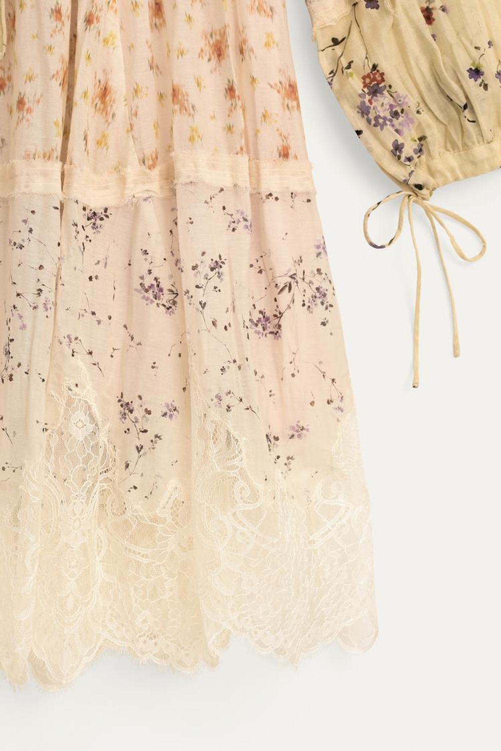 ZARA КОРОТКОЕ ПЛАТЬЕ С КРУЖЕВОМ И ПРИНТОМ - LIMITED EDITION, РАЗНОЦВЕТНЫЙ