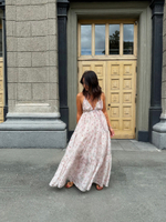 Сарафан вуаль в бежевый цветок