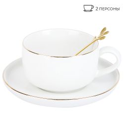 Чайный набор 4пр. с ложками "Royal line. Daisy" (2 персоны) v=350мл. (подарочная упаковка)