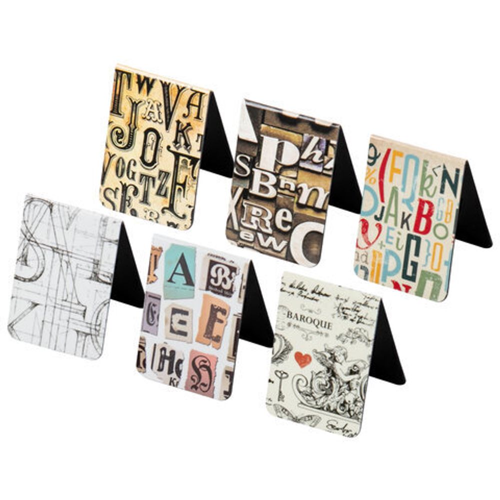 Закладки для книг МАГНИТНЫЕ, "LETTERS", набор 6 шт., 35x25 мм, BRAUBERG, 113166