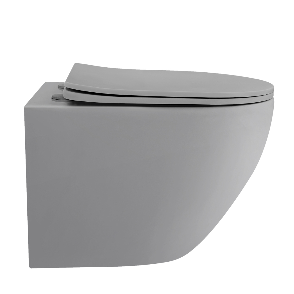 Унитаз ABBER Bequem AC1101TMG подвесной серый матовый, безободковый, смыв торнадо