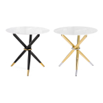 Стол стеклянный Woodville Rock 80х75 white, gold