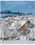 Картина по номерам 40*50см "Деревня зимой" (Lori)