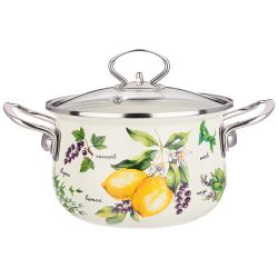 КАСТРЮЛЯ ЭМАЛИРОВАННАЯ AGNESS СО СТЕКЛЯННОЙ КРЫШКОЙ СЕРИЯ "СЕКРЕТНЫЕ ИНГРЕДИЕНТЫ" 2.0 Л, 18*11 СМ