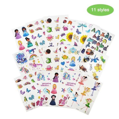 Набор временных татуировок для детей водостойкие с блёстками 10 штук