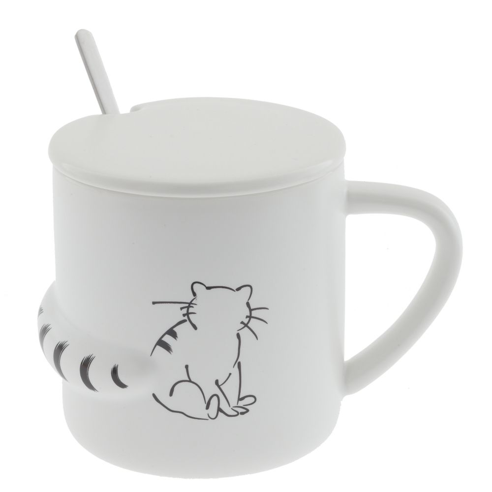 GAEM Кружка с крышкой и ложкой, 400 мл, L8,5 W12 H8 см, 4в.