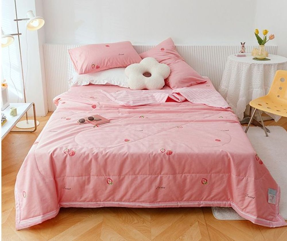 ZEPHYR HOME КПБ Полуторка с одеялом, розовый клубнички