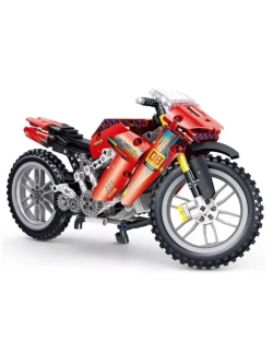 Конструктор Техник Красный мотоцикл 496 деталей QL0481