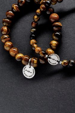 ХХХ Браслет "Memo about Power" из тигрового глаза 8 мм с подвеской