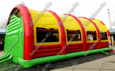 Надувной батут "Страна Сафария-2" с крышей и высокими горками 13*7*6 м