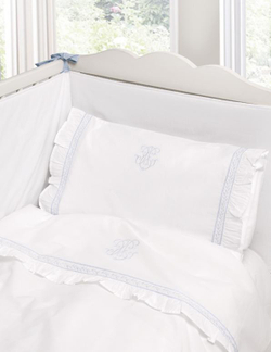 Бампер для детской кроватки 390х45 Bovi Вензель бело-голубой Португалия фото