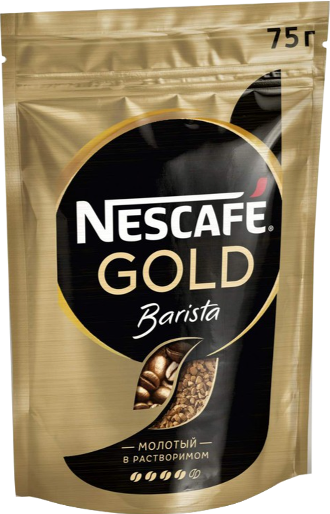 Кофе растворимый Nescafe Gold Barista с молотым кофе, пакет 75 г