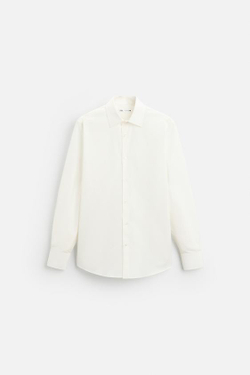 ZARА РУБАШКА SLIM FIT, ЖЕЛТОВАТО-БЕЛЫЙ