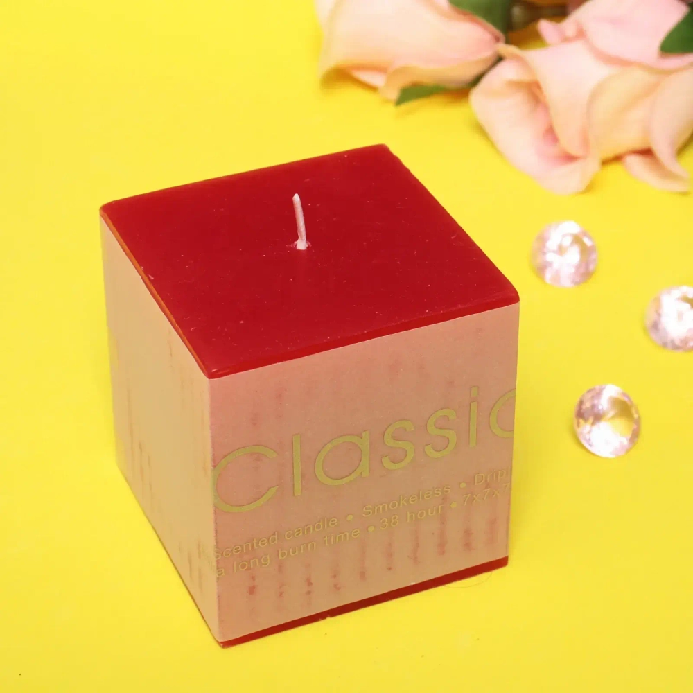 Свеча «Classic» 7*7*7,5см цвет красный ZD-131