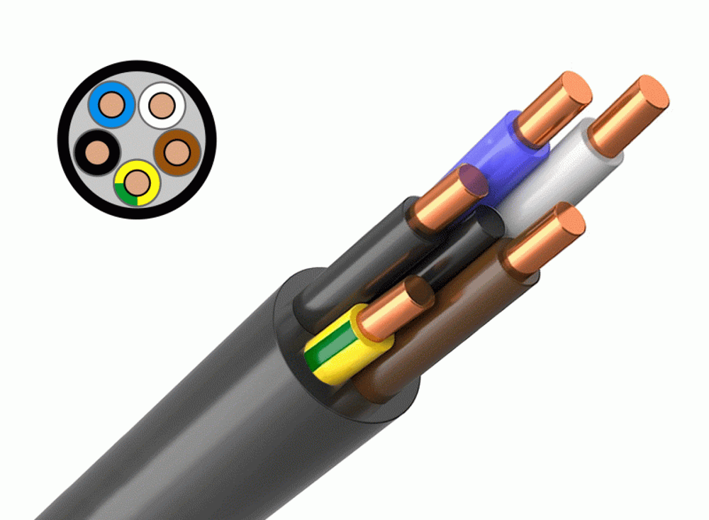 Кабель ВВГнг(А)-LS 5х2,5 ок(N, PE)-0,66 ГОСТ