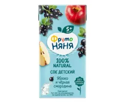 Frutonanny. 0.2 L. Şirə. Alma, qara qarağat şəffaflaşdırılmış (1x18) (5 ay)
