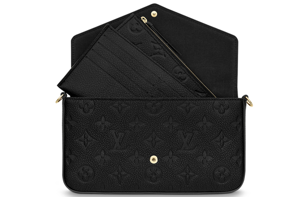 LOUIS VUITTON Pochette Felicie Zippered Insert Monogram Empreinte Noir