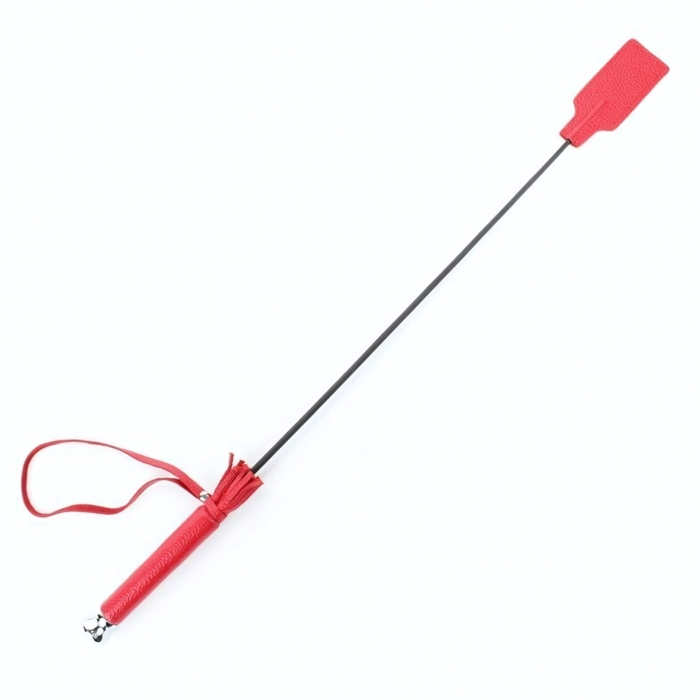 Красный кожаный стек с прямоугольным шлепком - 64 см. (Цвет: красный)