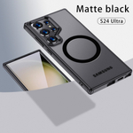 Чехол с Magsafe для Samsung Galaxy S24 Ultra прозрачный матовый с черным бортом WLONS