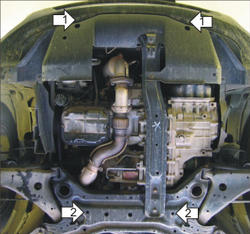 Защита картера двигателя, КПП (3 мм, сталь) для Mitsubishi Endeavor 2002-2006 Motodor.11323