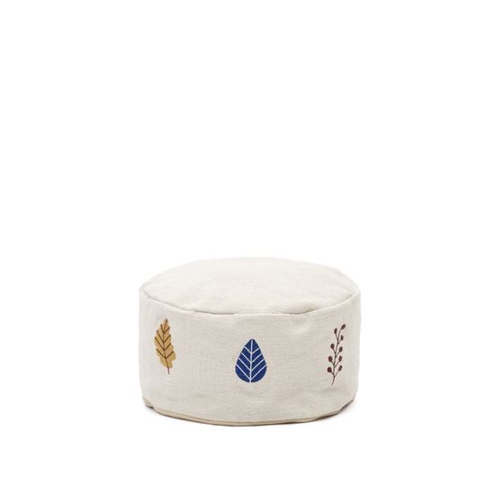 Пуф Yanil из 100% белого хлопка с разноцветной вышивкой Ø 40 см